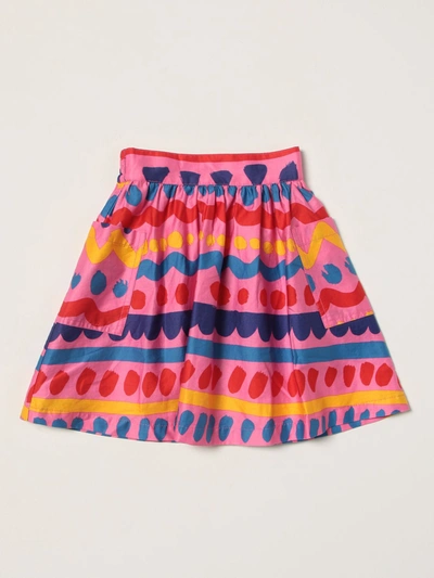 Shop Stella Mccartney Wide Skirt With Abstract Print In Fuchsia