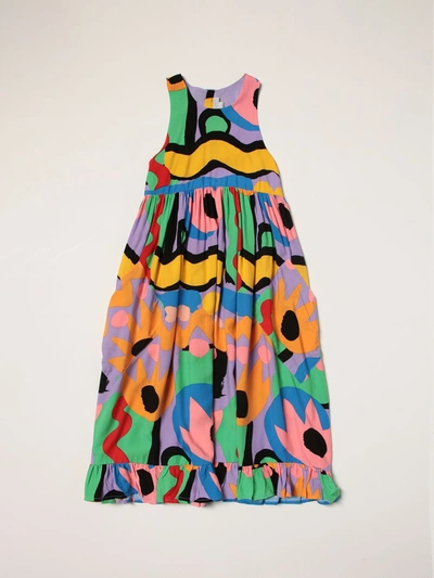 Shop Stella Mccartney Dress With Abstract Floral Print In Multicolor