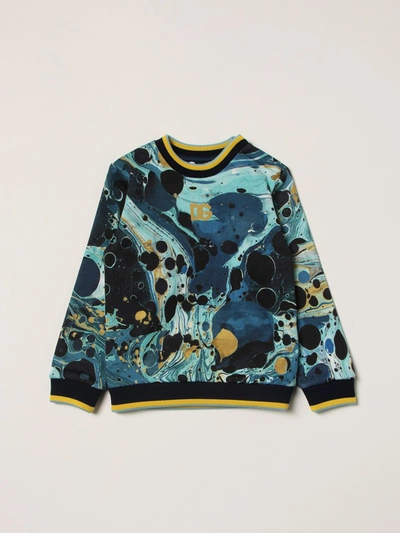 Dolce & Gabbana Abstract-print Cotton Sweatshirt In Blue