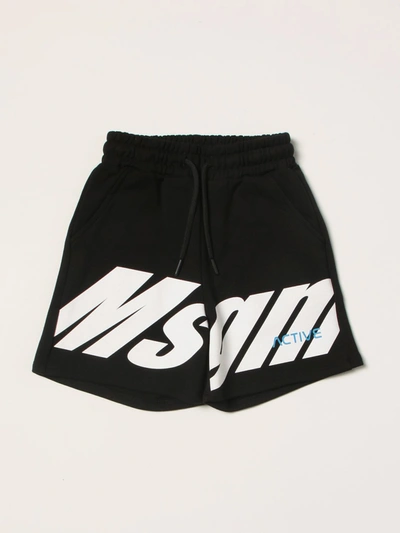 Shop Msgm Active  Kids Shorts In Cotton In Black
