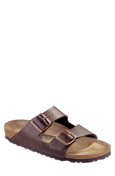 Shop Birkenstock Arizona Slide Sandal In Dark Brown