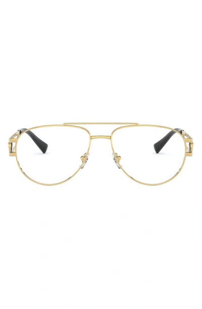 Shop Versace 57mm Aviator Optical Glasses In Gold/ Demo Lens
