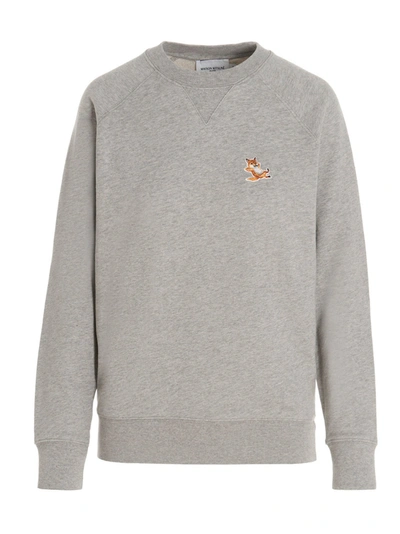 Shop Maison Kitsuné Chillax Fox Patch Classic Sweatshirt In Grey