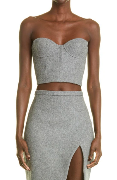Laquan Smith Boiled Wool Bustier Top In Heather Grey