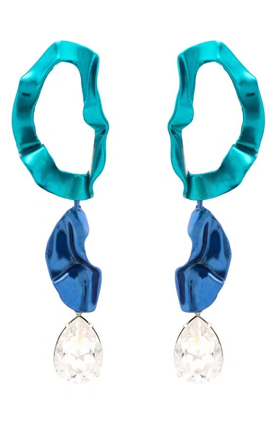 Shop Sterling King Inside Out Crystal Drop Earrings In Aqua - Cobalt