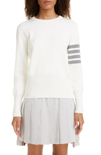 Shop Thom Browne 4-bar Cotton Sweater In White