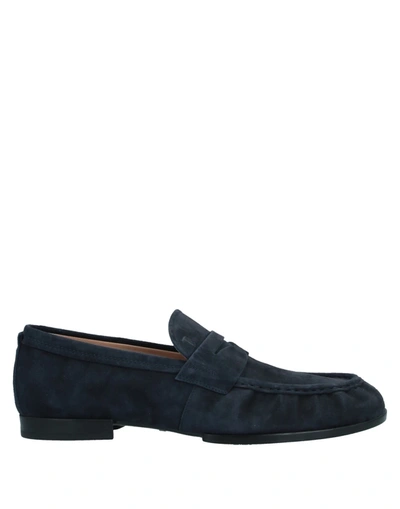 Shop Tod's Man Loafers Midnight Blue Size 9 Leather