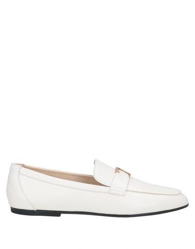 Tod's White Calfskin Moccasin With Gold Bar And Velcro Closure In Multi