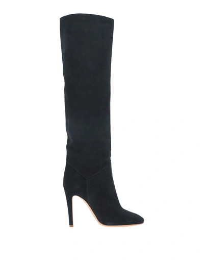 Shop Alberta Ferretti Woman Knee Boots Midnight Blue Size 8 Soft Leather