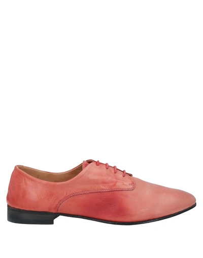 Shop Alberto Fasciani Woman Lace-up Shoes Coral Size 6 Calfskin In Red