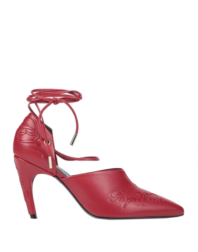 Shop Roger Vivier Woman Pumps Red Size 8 Soft Leather