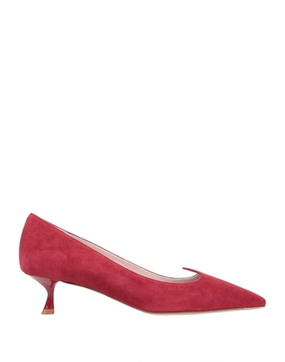 Shop Roger Vivier Woman Pumps Burgundy Size 6 Soft Leather In Red