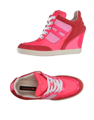 Shop Katie Grand Loves Hogan Woman Sneakers Fuchsia Size 7.5 Leather, Textile Fibers In Pink
