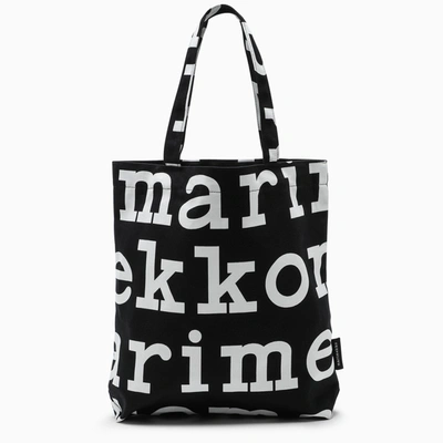 TOTE BAG in black canvas applied with white prints offer…
