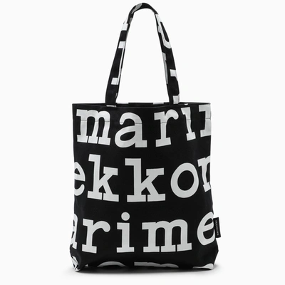 Marimekko Black/white Pattern-print Tote Bag In Black