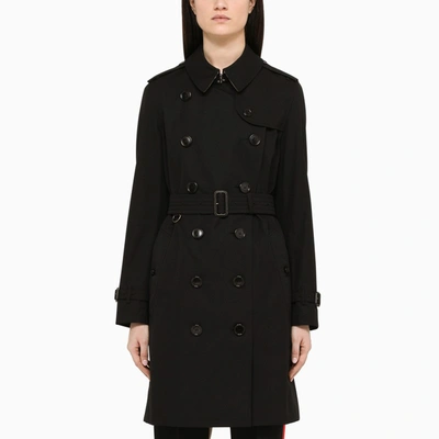 Shop Burberry Black Kensington Heritage Trench Coat