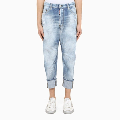 Shop Dsquared2 Washed Blue Cropped Jeans
