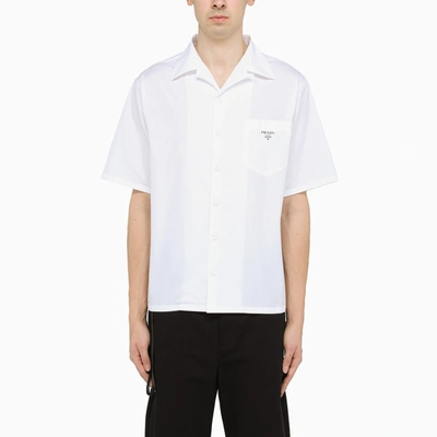 Shop Prada White Logo-print Short-sleeved Shirt