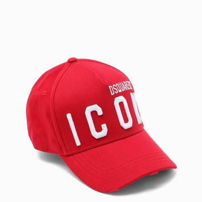 Shop Dsquared2 Red Cap With Contrasting Embroideries