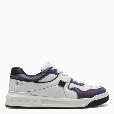 Shop Valentino White/purple/black One Stud Low-top Sneaker