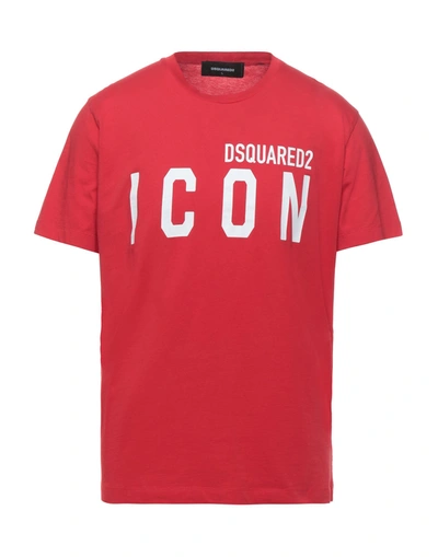 Shop Dsquared2 Man T-shirt Red Size S Cotton