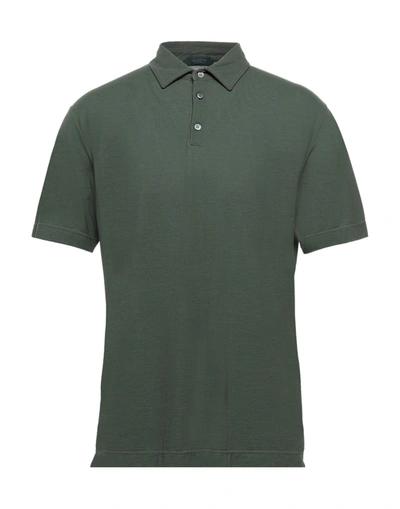 Shop Zanone Man Polo Shirt Military Green Size 38 Cotton