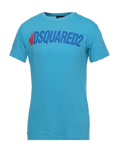 Shop Dsquared2 Man T-shirt Sky Blue Size L Cotton
