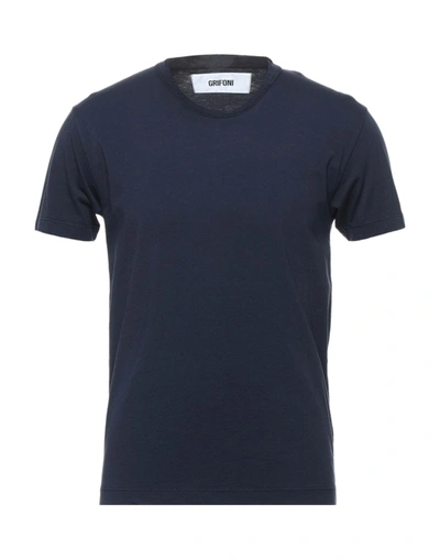 Shop Mauro Grifoni Man T-shirt Midnight Blue Size S Cotton
