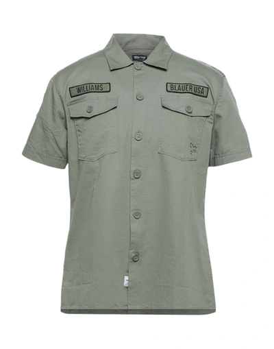 Shop Blauer Man Shirt Military Green Size S Cotton