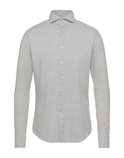 Shop Xacus Man Shirt Light Grey Size 15 ¾ Viscose, Cotton, Cashmere, Silk