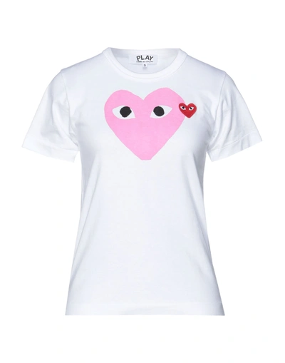 Shop Comme Des Garçons Play Woman T-shirt White Size Xs Cotton