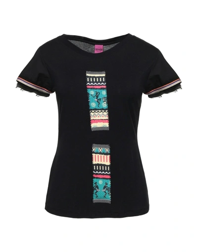 Shop Save The Queen Woman T-shirt Black Size Xs Viscose, Cotton, Polyamide, Elastane