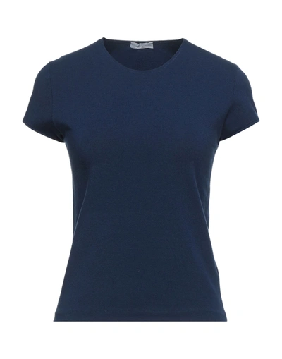 Shop Stefano Mortari Woman T-shirt Midnight Blue Size Xl Cotton, Elastane