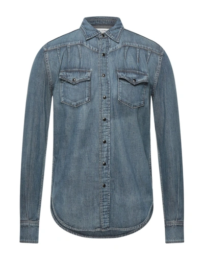 Shop Saint Laurent Denim Shirts In Blue