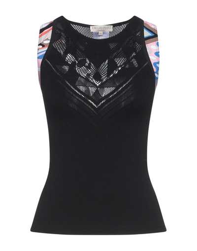 Shop Emilio Pucci Pucci Woman Tank Top Black Size M/l Polyamide, Elastane