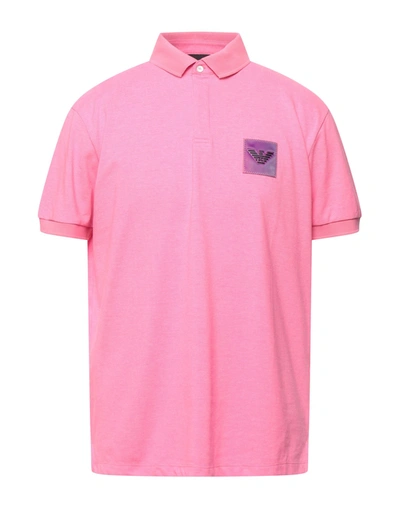 Shop Emporio Armani Man Polo Shirt Fuchsia Size Xs Polyester, Cotton In Pink