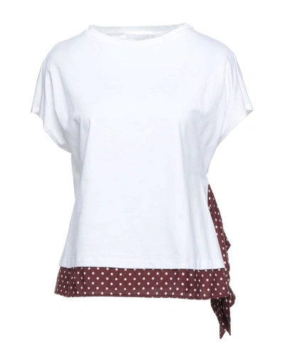 Shop Fabiana Filippi Woman T-shirt White Size 10 Cotton, Viscose, Silk