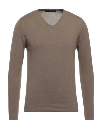 Shop Jeordie's Man Sweater Camel Size S Cotton In Beige
