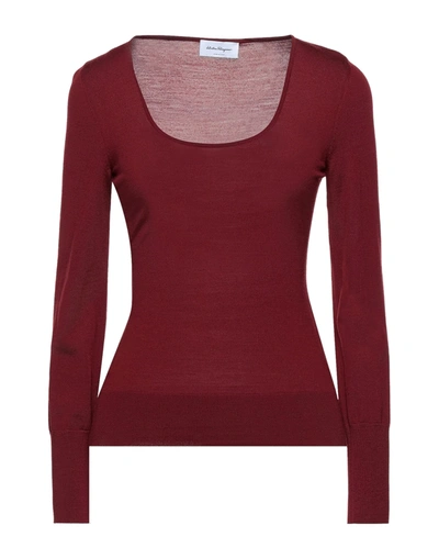 Shop Ferragamo Woman Sweater Burgundy Size Xl Virgin Wool, Polyamide In Red