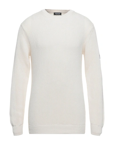 Shop Yoon Man Sweater Ivory Size 42 Cotton In White