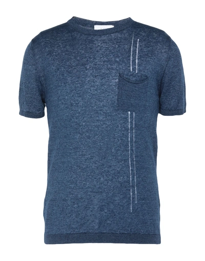 Shop Diktat Man T-shirt Midnight Blue Size S Linen