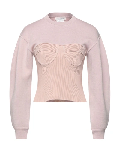 Shop Alexander Mcqueen Woman Sweater Blush Size Xl Wool, Polyamide, Elastane, Cotton In Pink