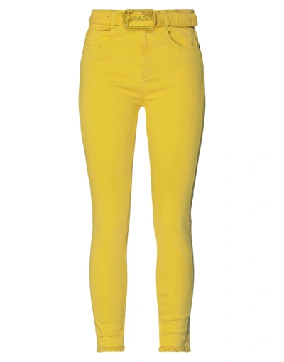 Shop Gaelle Paris Gaëlle Paris Woman Jeans Yellow Size 30 Cotton, Polyester, Elastane