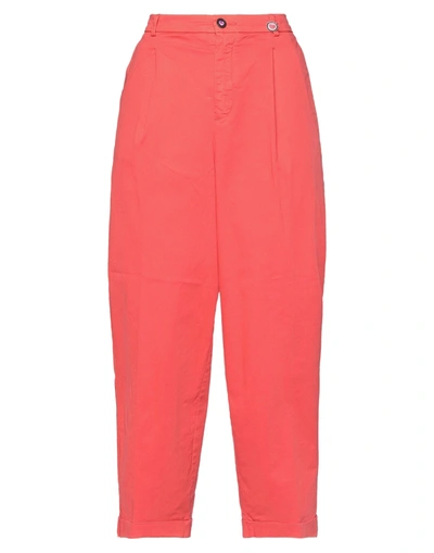 Shop I Love Mp Woman Pants Coral Size 29 Cotton, Elastane In Red