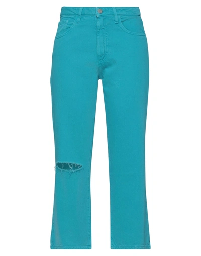 Shop Icon Denim Woman Jeans Azure Size 29 Cotton In Blue