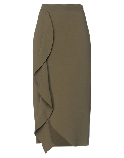 Shop Alexander Mcqueen Woman Midi Skirt Military Green Size M Viscose, Polyester, Polyamide, Elastane