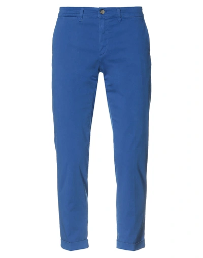 Shop Jeckerson Man Pants Bright Blue Size 38 Cotton, Elastane