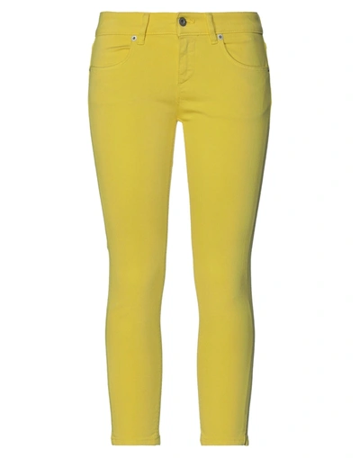 Shop Dondup Woman Jeans Yellow Size 27 Cotton, Elastomultiester, Elastane