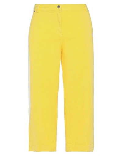 Shop The Editor Woman Cropped Pants Yellow Size 4 Cotton, Elastane