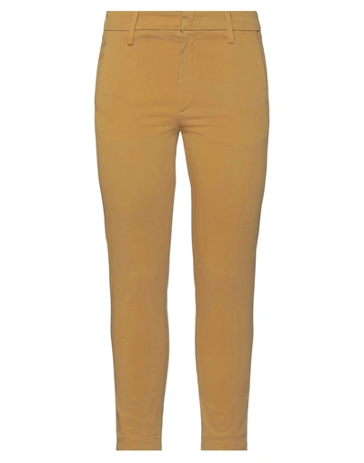 Shop Dondup Woman Pants Ocher Size 31 Cotton, Elastane In Yellow